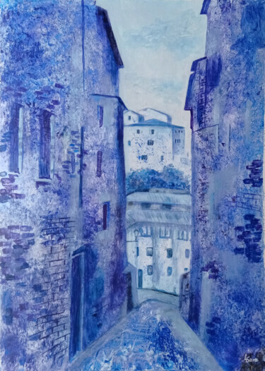 Pittura intitolato "Blue dusk in the ol…" da Liubov Samoilova, Opera d'arte originale, Acrilico