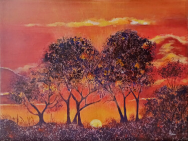 Painting titled "A vibrant African s…" by Liubov Samoilova, Original Artwork, Acrylic Mounted on Wood Stretcher frame