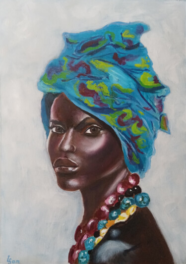 Painting titled "Exotic beauty. Afri…" by Liubov Samoilova, Original Artwork, Oil