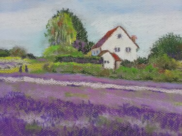 Peinture intitulée "A blooming lavender…" par Liubov Samoilova, Œuvre d'art originale, Pastel