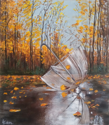 Картина под названием "Autumn landscape. F…" - Любовь Самойлова, Подлинное произведение искусства, Акрил