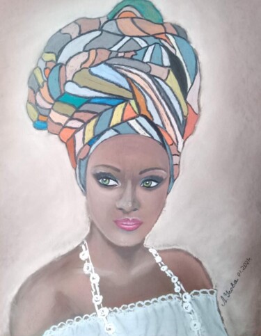 Pittura intitolato ""Женщины Африки"" da Liubov Usova, Opera d'arte originale, Pastello