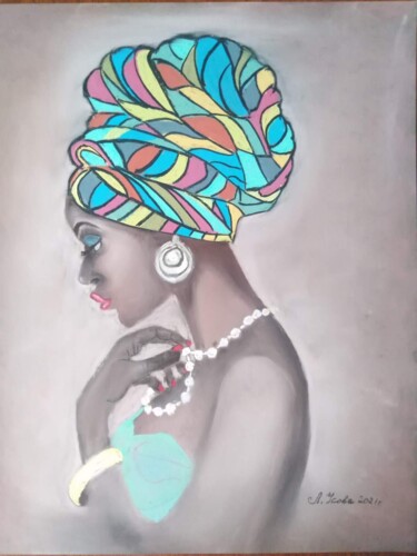 Schilderij getiteld "Красота  Африки" door Liubov Usova, Origineel Kunstwerk, Pastel