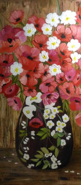 Картина под названием ""Цветы в напольной…" - Любовь Усова, Подлинное произведение искусства, Масло Установлен на Деревянная…