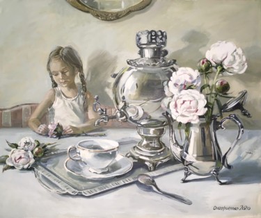 Painting titled "Пора завтракать" by Liubov Onoprienko, Original Artwork, Oil