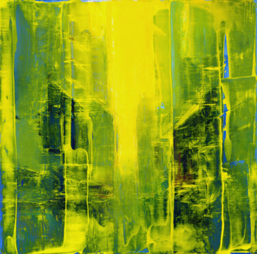 Peinture intitulée "Soleil vert 2 (50x5…" par Luc Andrieux, Œuvre d'art originale, Huile Monté sur Châssis en bois