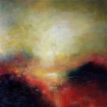 Painting titled "Combustion (100x100…" by Luc Andrieux, Original Artwork, Acrylic Mounted on Wood Stretcher frame