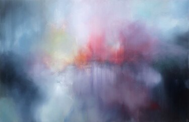 Painting titled "Rémanence (90x140cm)" by Luc Andrieux, Original Artwork, Oil Mounted on Wood Stretcher frame