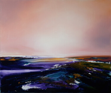 Painting titled "Horizon 12 (46x55cm)" by Luc Andrieux, Original Artwork, Oil Mounted on Wood Stretcher frame