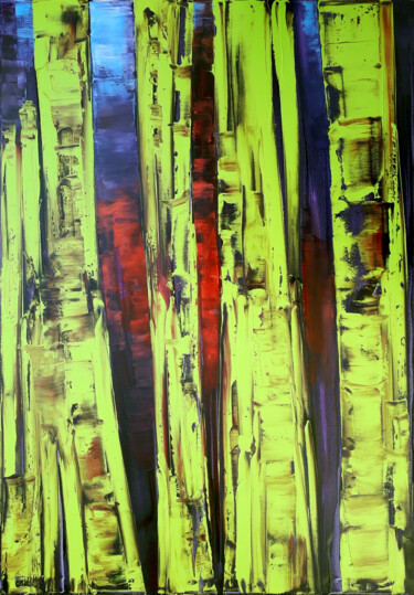 Painting titled "Forêt 5 (116 X 81 c…" by Luc Andrieux, Original Artwork, Oil Mounted on Wood Stretcher frame