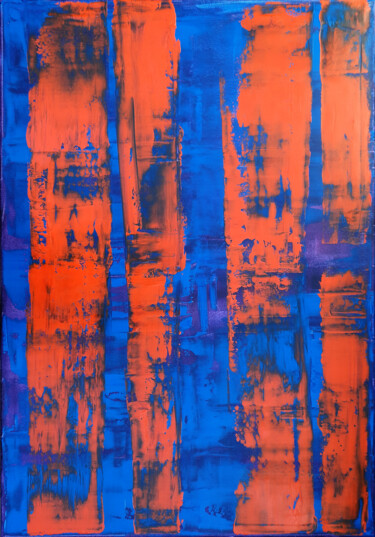 Painting titled "Forêt 7 (116 X 81 c…" by Luc Andrieux, Original Artwork, Oil Mounted on Wood Stretcher frame