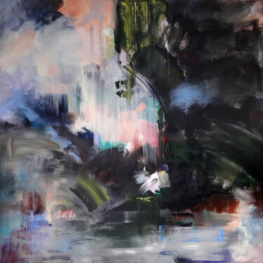 Painting titled "Eden 3 (100x100cm)" by Luc Andrieux, Original Artwork, Acrylic Mounted on Wood Stretcher frame