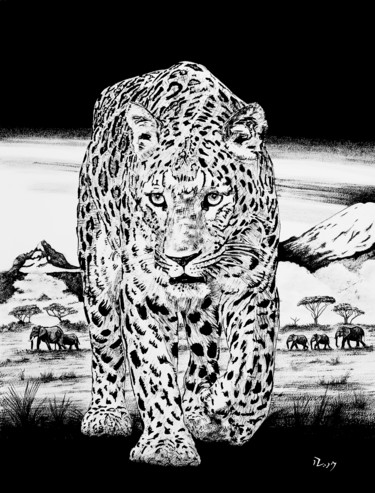绘画 标题为“Panthere” 由Luc Brun-Perasso, 原创艺术品, 墨