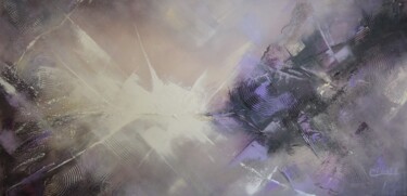 Картина под названием "Spatial mauve 1" - Luc Chabal, Подлинное произведение искусства, Акрил Установлен на Деревянная рама…