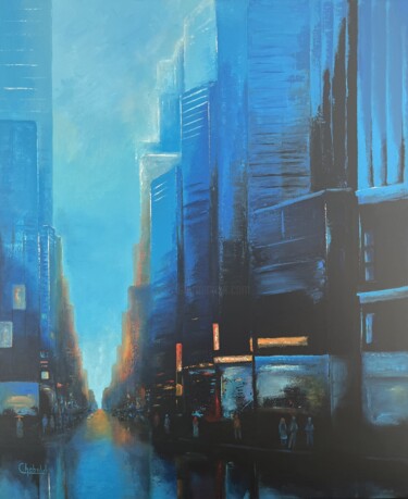 Pintura intitulada "Urban blu 2" por Luc Chabal, Obras de arte originais, Acrílico Montado em Armação em madeira