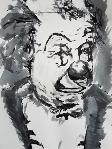 Dessin intitulée "clown 6" par Luc Debard, Œuvre d'art originale, Encre