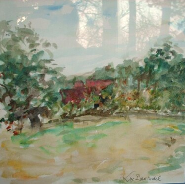 Schilderij getiteld "Landschap Rode" door Luc Devondel, Origineel Kunstwerk, Aquarel