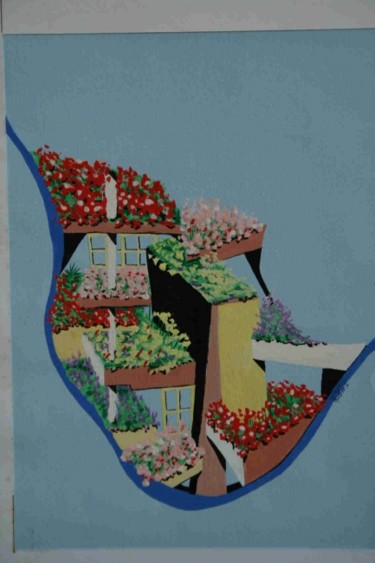 Peinture intitulée "Jardins fleuris à B…" par Luc Huber, Œuvre d'art originale