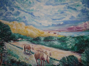Painting titled "les-chevaux.jpg" by Luc Huber, Original Artwork, Oil