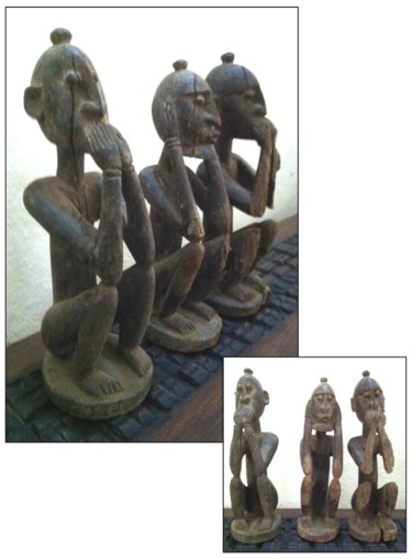 Artisanat intitulée "3 statues Dogon" par Luc Lavroff, Œuvre d'art originale