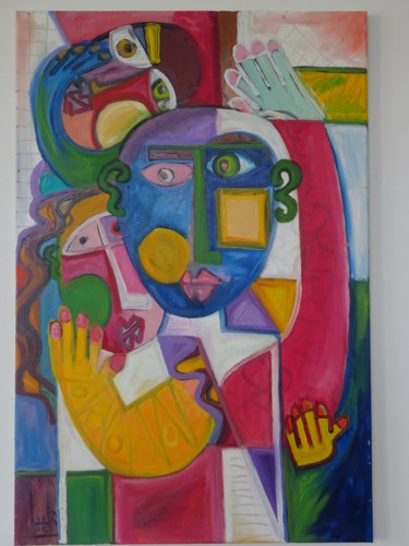 Peinture intitulée "AMBRASSE MOI" par Luc Lebon (luk), Œuvre d'art originale, Huile