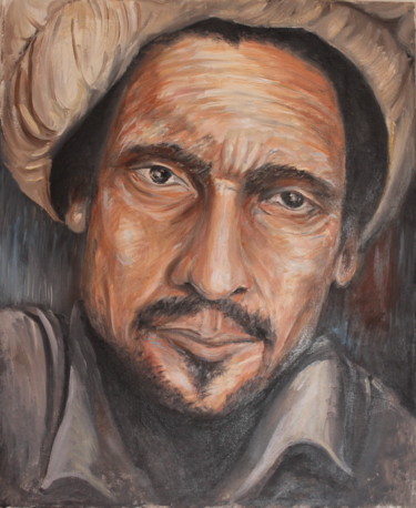 Pittura intitolato "Commandant Massoud" da Luc Mackel, Opera d'arte originale, Olio