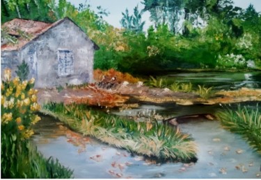 Pintura intitulada "Masure en irlande" por Luc Manoury, Obras de arte originais