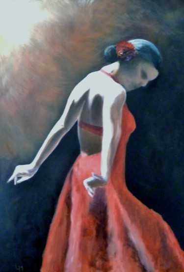 Painting titled "Danseuse Flamenco" by Luc Manoury, Original Artwork, Oil