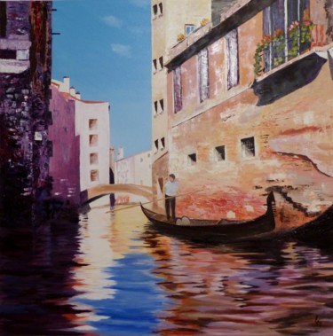 Painting titled "Venise" by Luc Manoury, Original Artwork, Oil
