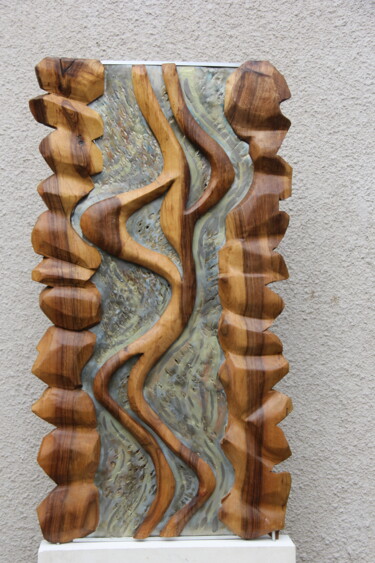 Скульптура под названием "Torrent" - Luc Mazurelle, Подлинное произведение искусства, Дерево