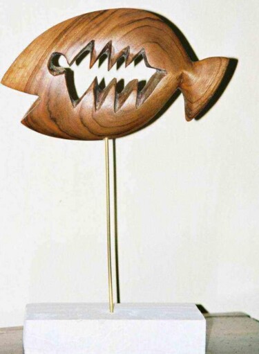 Sculpture intitulée "Sourire carnassier" par Luc Mazurelle, Œuvre d'art originale, Bois