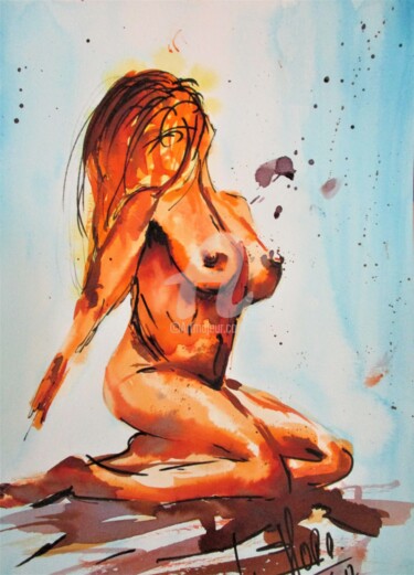 Картина под названием "expressive" - Luc Mora, Подлинное произведение искусства, Чернила