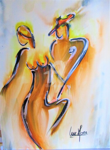 Painting titled "Eux" by Luc Mora, Original Artwork, Ink