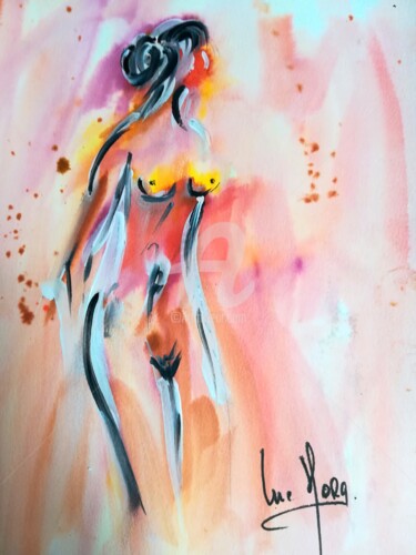 Painting titled "Au loin" by Luc Mora, Original Artwork, Acrylic