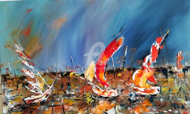 Painting titled "Arcachon, vue sur l…" by Luc Mora, Original Artwork, Acrylic