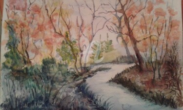 Peinture intitulée "Un ruisseau perdu d…" par Luc Mora, Œuvre d'art originale, Aquarelle