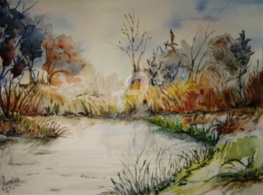 Peinture intitulée "ruisseau-dans-la-do…" par Luc Mora, Œuvre d'art originale, Aquarelle
