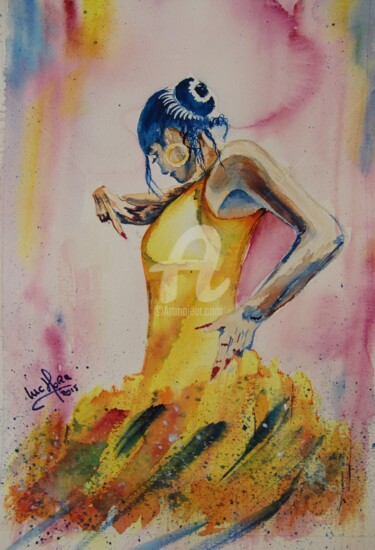 Painting titled "la-belle-andalouse" by Luc Mora, Original Artwork, Watercolor