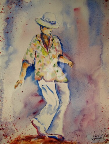 Painting titled "Salsa-en-couleurs" by Luc Mora, Original Artwork, Watercolor