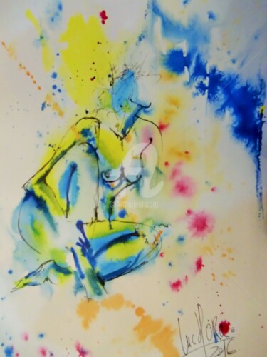 Painting titled "inconnue6" by Luc Mora, Original Artwork, Ink