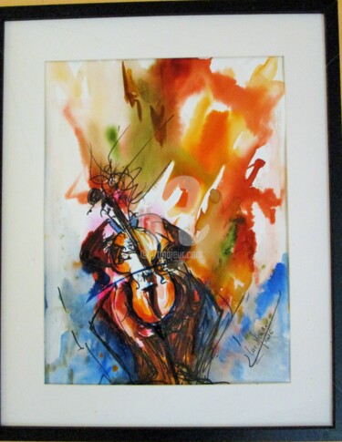 Schilderij getiteld "musico1" door Luc Mora, Origineel Kunstwerk, Inkt