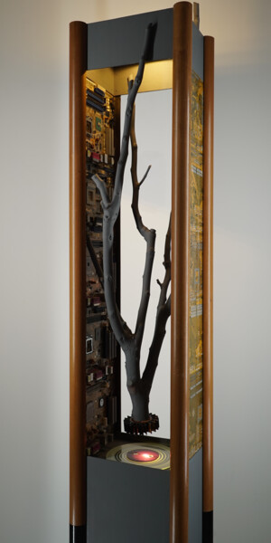 Художественная композиция под названием "Arbre à données" - Luc Obukow, Подлинное произведение искусства, Светильник