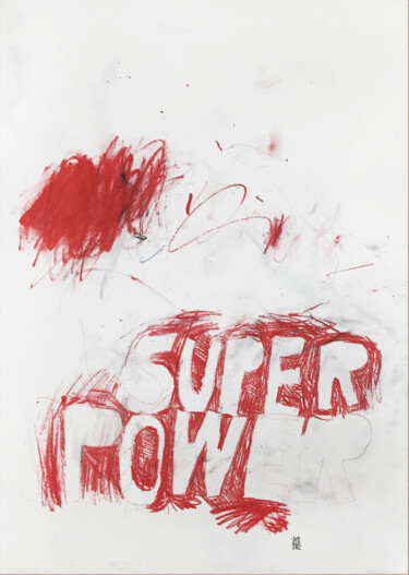 Drawing titled "SUPERPOWER" by Luc Pierre, Original Artwork, Pastel