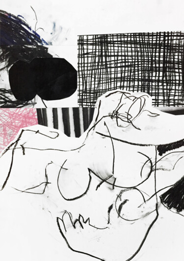 Collages titled "NUDE LYING SOMEWHERE" by Luc Pierre, Original Artwork, Paper