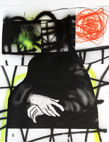 Collagen mit dem Titel "RITRATTO" von Luc Pierre, Original-Kunstwerk, Papier