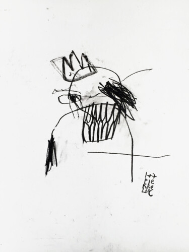 Zeichnungen mit dem Titel "PORTRAIT III" von Luc Pierre, Original-Kunstwerk, Graphit