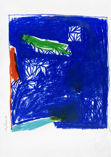 Tekening getiteld "UNTITLED WITH BLUE" door Luc Pierre, Origineel Kunstwerk, Pastel