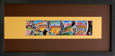 Collages intitulée "Banc de poissons" par Luc Philippe, Œuvre d'art originale, Collages Monté sur Carton