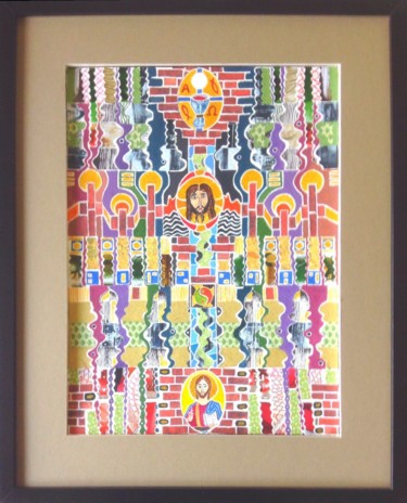 Peinture intitulée "Eucharistie" par Luc Philippe, Œuvre d'art originale, Collages Monté sur Carton