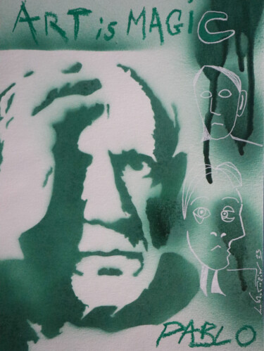 Painting titled "Pablo Picasso Art i…" by Luc Vauthrin, Original Artwork, Spray paint